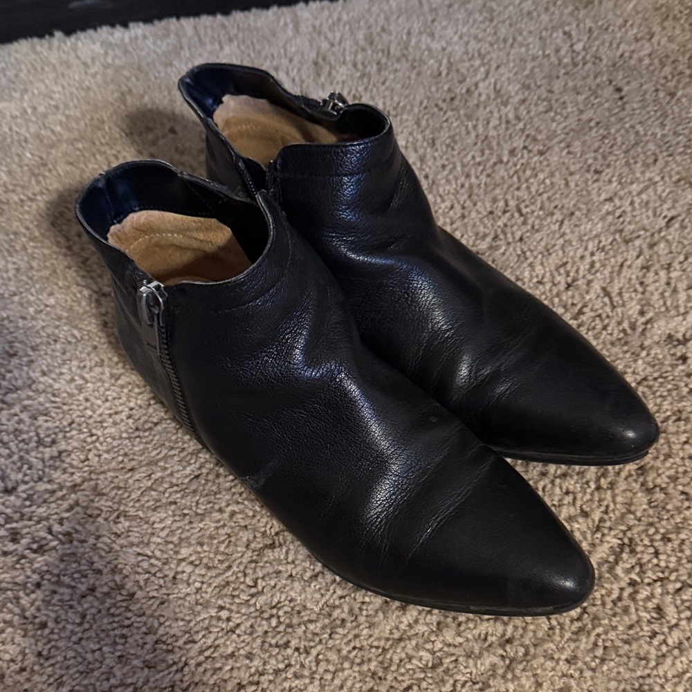 Classic Black Leather Women's Ankle Boots